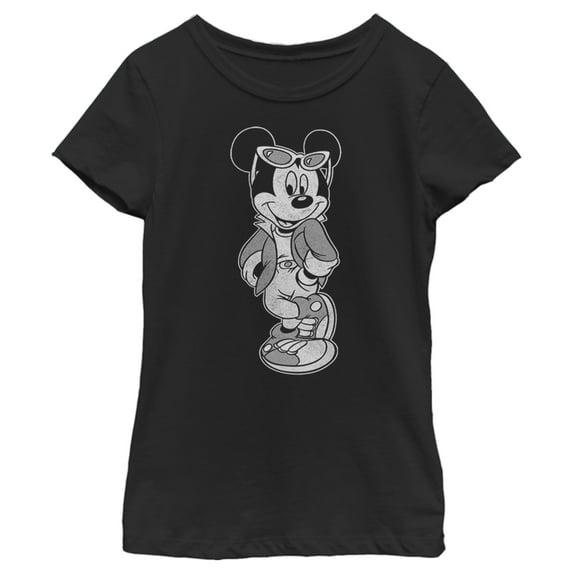 Girl's Mickey & Friends Mickey Mouse Cool Guy Graphic Tee Black Small