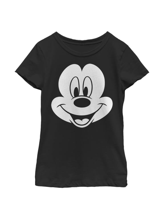 Girl's Mickey & Friends Mickey Mouse Face Graphic Tee Black Large