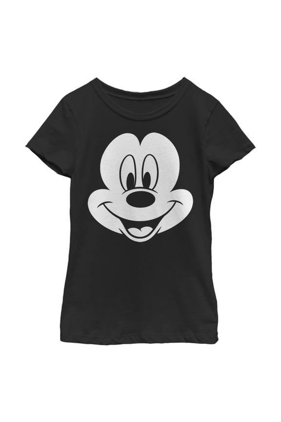 Girl's Mickey & Friends Mickey Mouse Face  Graphic Tee Black Medium