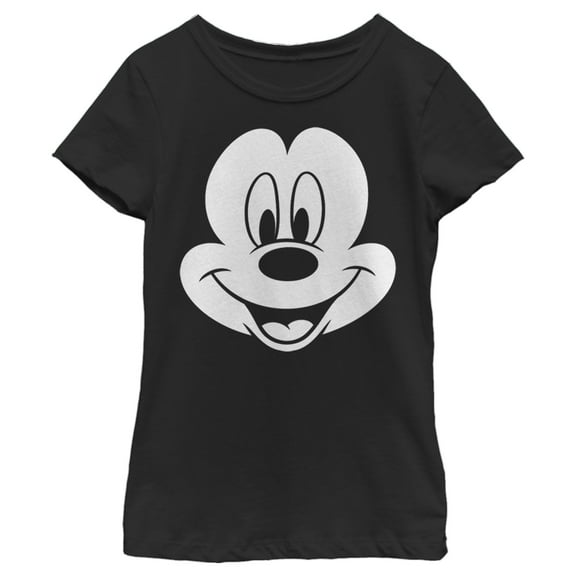 Girl's Mickey & Friends Mickey Mouse Face Graphic Tee Black Small