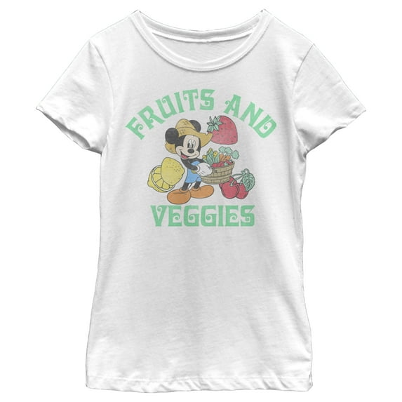 Girl's Mickey & Friends Mickey Mouse Fruits and Veggies Graphic Tee White X Small