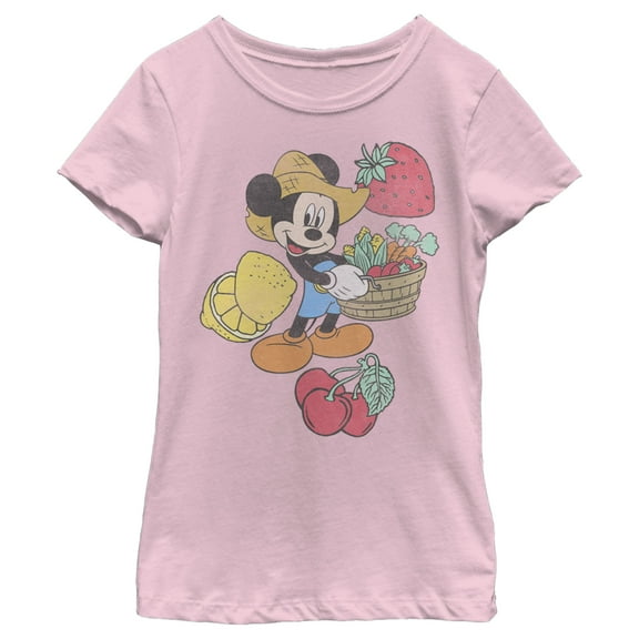 Girl's Mickey & Friends Mickey Mouse Gardener Graphic Tee Light Pink Large