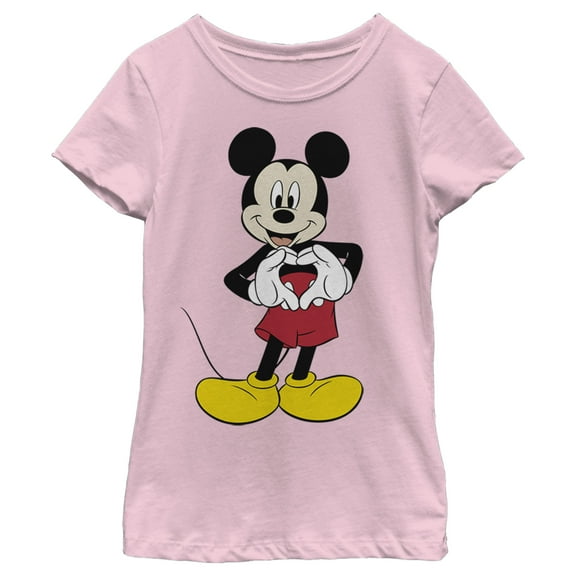 Girl's Mickey & Friends Mickey Mouse Heart Graphic Tee Light Pink X Small