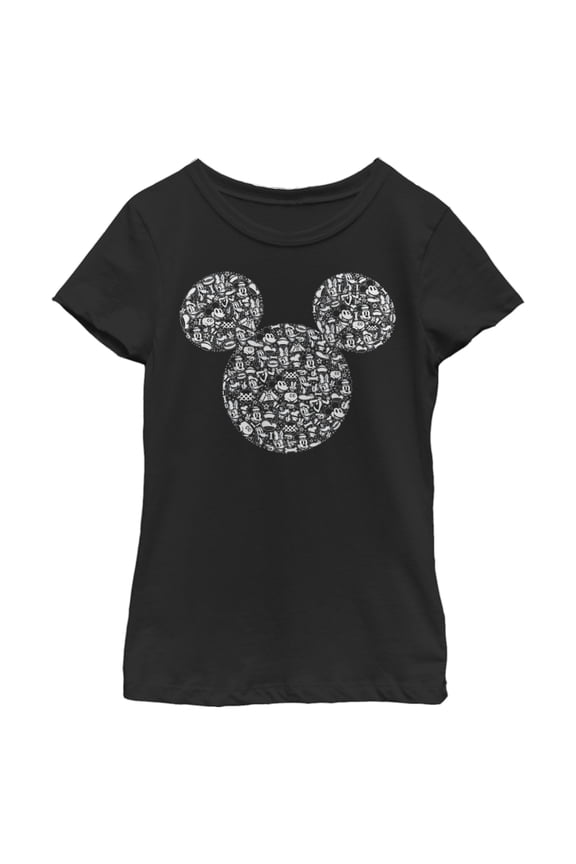 Girl's Mickey & Friends Mickey Mouse Icons Silhouettes  Graphic Tee Black Large