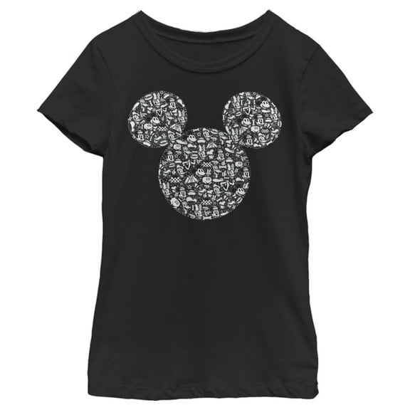 Girl's Mickey & Friends Mickey Mouse Icons Silhouettes  Graphic Tee Black Small