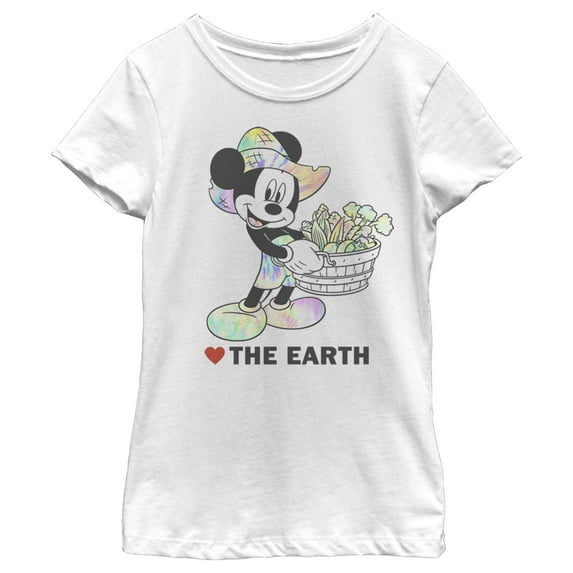Girl's Mickey & Friends Mickey Mouse Love the Earth Graphic Tee White Small