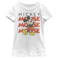 thumbnail image 1 of Girl's Mickey & Friends Mickey Mouse Name Stack Distressed  Graphic Tee White X Large, 1 of 4