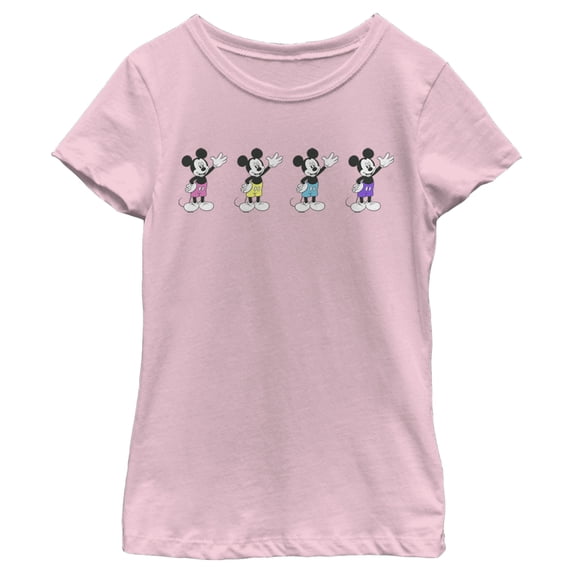 Girl's Mickey & Friends Mickey Mouse Neon Wave Graphic Tee Light Pink Medium