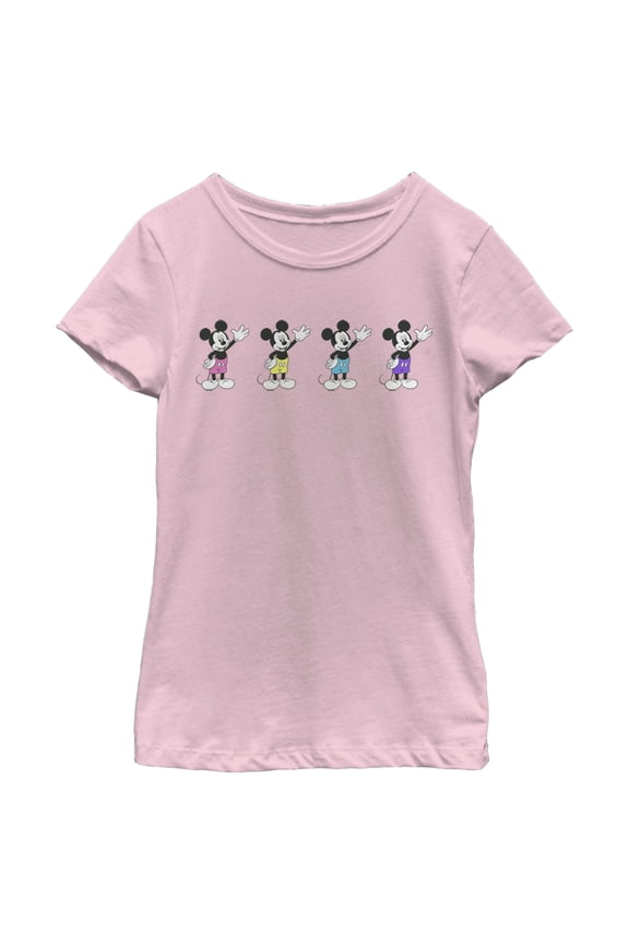 Girl's Mickey & Friends Mickey Mouse Neon Wave Graphic Tee Light Pink Small