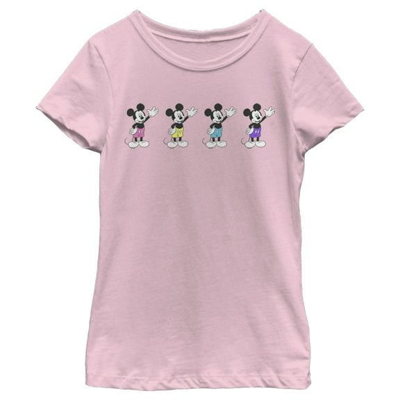 Girl's Mickey & Friends Mickey Mouse Neon Wave  Graphic Tee Light Pink X Large