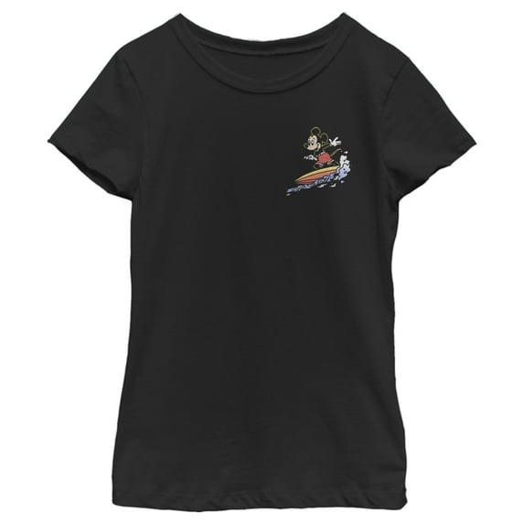 Girl's Mickey & Friends Mickey Mouse Pocket Surfer Graphic Tee Black X Small