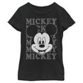 thumbnail image 1 of Girl's Mickey & Friends Mickey Mouse Repeating Name  Graphic Tee Black Small, 1 of 4