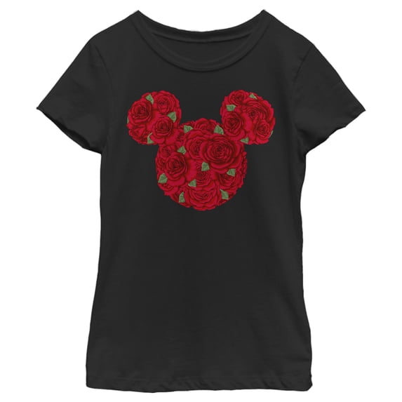 Girl's Mickey & Friends Mickey Mouse Rose Silhouette Graphic Tee Black X Large