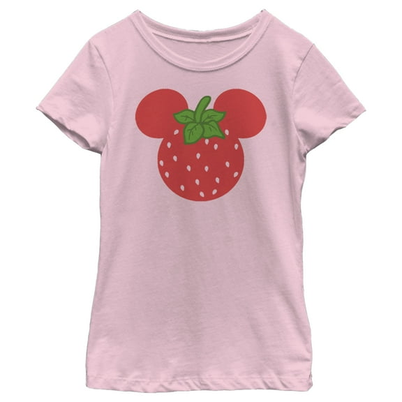 Girl's Mickey & Friends Mickey Mouse Strawberry Silhouette  Graphic Tee Light Pink Large
