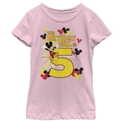 Girls Mickey & Friends Mickey Mouse The Birthday Girl is 5 Graphic Tee Light Pink Large