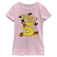 thumbnail image 1 of Girl's Mickey & Friends Mickey Mouse The Birthday Girl is 5 Graphic Tee Light Pink Small, 1 of 4