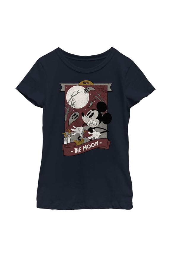 Girl's Mickey & Friends Mickey Mouse The Moon Graphic Tee Navy Blue Medium