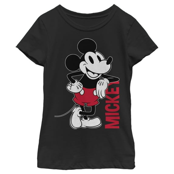Girl's Mickey & Friends Mickey Mouse Vintage Lean Graphic Tee Black Small