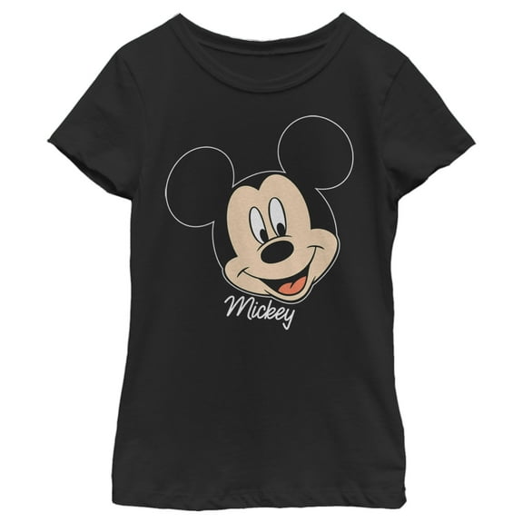 Girl's Mickey & Friends Mickey Portrait Graphic Tee Black Small
