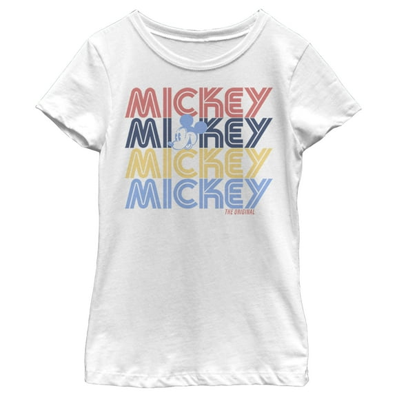 Girl's Mickey & Friends Mickey Retro Name Stack  Graphic Tee White X Small