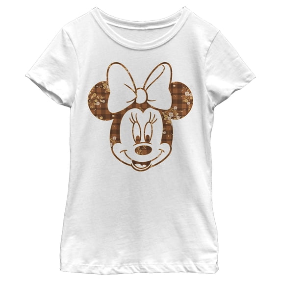 Girl's Mickey & Friends Mickey and Friends Fall Minnie Graphic Tee White Large