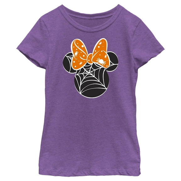 Girl's Mickey & Friends Mickey and Friends Minnie Web Silhouette Graphic Tee Purple Berry Large