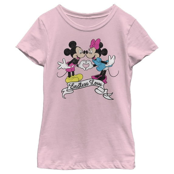 Girl's Mickey & Friends Mickey and Minnie Endless Love Graphic Tee Light Pink Small
