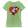 thumbnail image 1 of Girl's Mickey & Friends Mickey and Minnie Hugging Hearts  Graphic Tee Green Apple X Small, 1 of 4