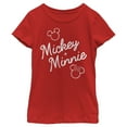 thumbnail image 1 of Girl's Mickey & Friends Mickey and Minnie Retro Signatures  Graphic Tee Red X Small, 1 of 5