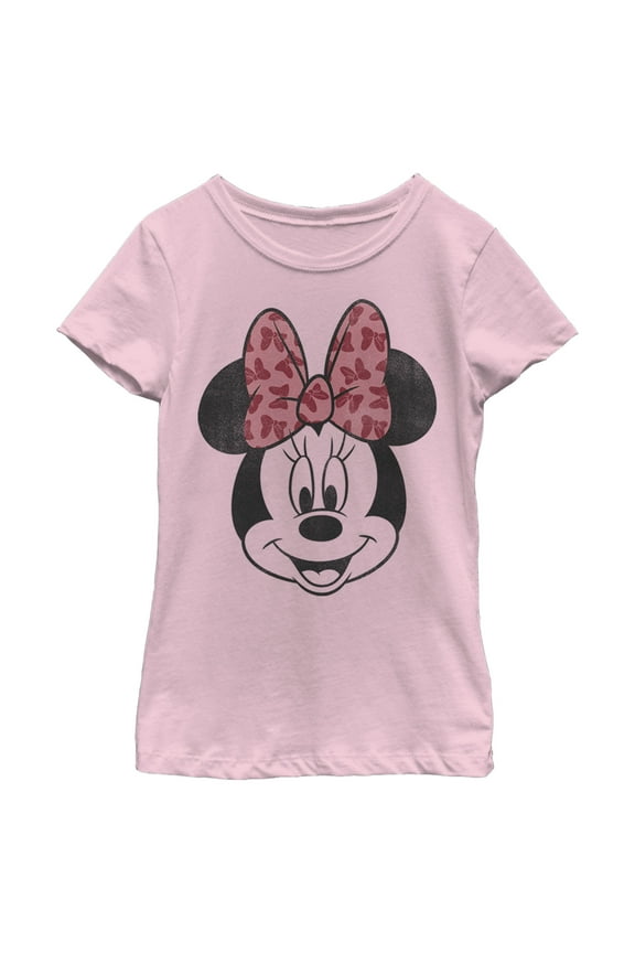 Girl's Mickey & Friends Minnie Face Graphic Tee Light Pink Medium