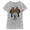 thumbnail image 1 of Girl's Mickey & Friends Minnie Mouse Cheetah Print Bow  Graphic Tee Athletic Heather X Small, 1 of 4