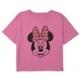 thumbnail image 1 of Girl's Mickey & Friends Minnie Mouse Distressed Pink Bow Graphic Cropped T-Shirt Light Pink Large, 1 of 3