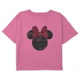 thumbnail image 1 of Girl's Mickey & Friends Minnie Mouse Distressed Red Leopard Bow Graphic Cropped T-Shirt Light Pink X Small, 1 of 3