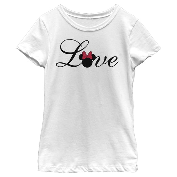 Girl's Mickey & Friends Minnie Mouse Love Graphic Tee White Large