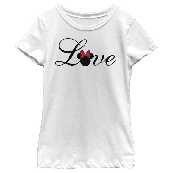 Girl's Mickey & Friends Minnie Mouse Love Graphic Tee White Small