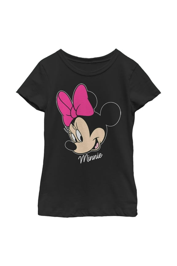 Girl's Mickey & Friends Minnie Mouse Portrait Graphic Tee Black Medium