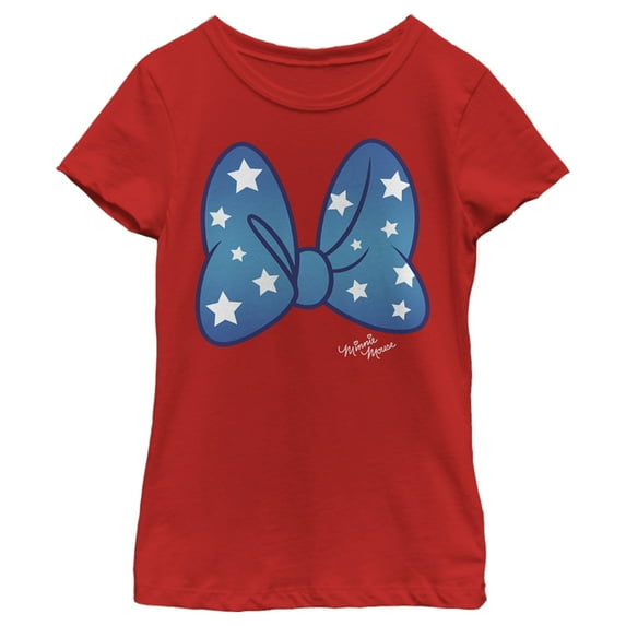 Girl's Mickey & Friends Minnie Starry Bow Graphic Tee Red Large