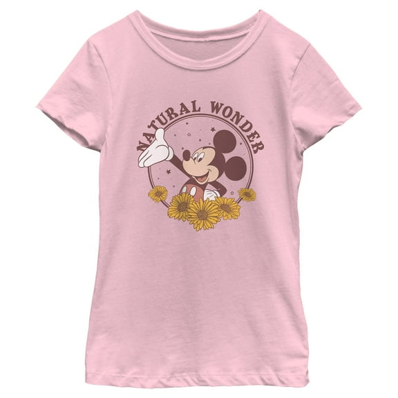 Girl's Mickey & Friends Natural Wonder Sunflower  Graphic Tee Light Pink Small