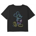 thumbnail image 1 of Girl's Mickey & Friends Neon Mickey Graphic Cropped T-Shirt Black X Small, 1 of 3
