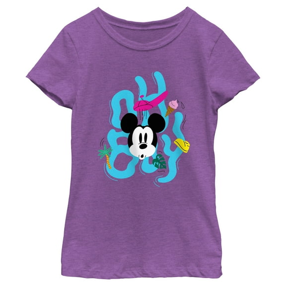 Girl's Mickey & Friends Oh Boy Underwater  Graphic Tee Purple Berry Small