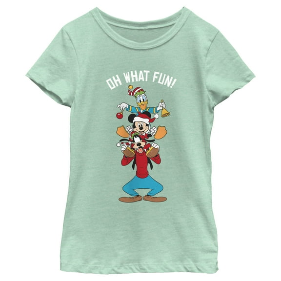 Girl's Mickey & Friends Oh What Fun  Graphic Tee Mint Large