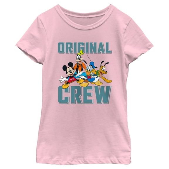 Girl's Mickey & Friends Original Crew  Graphic Tee Light Pink Large