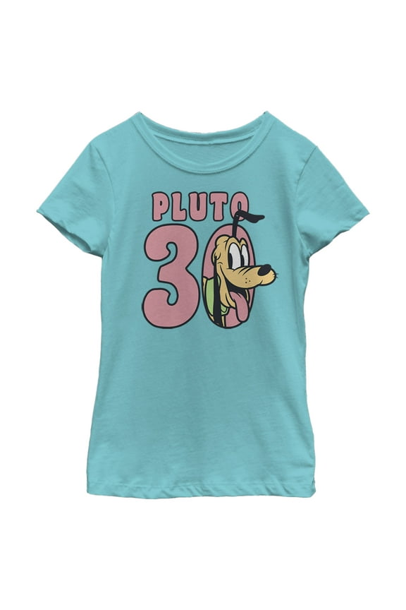 Girl's Mickey & Friends Pluto  Graphic Tee Tahiti Blue Medium
