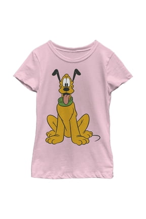 Girl's Mickey & Friends Pluto Perked Dog Ears Graphic Tee Light Pink Medium