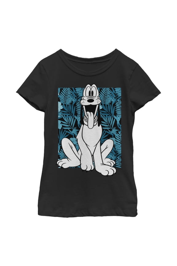 Girl's Mickey & Friends Pluto Smiles Graphic Tee Black Large