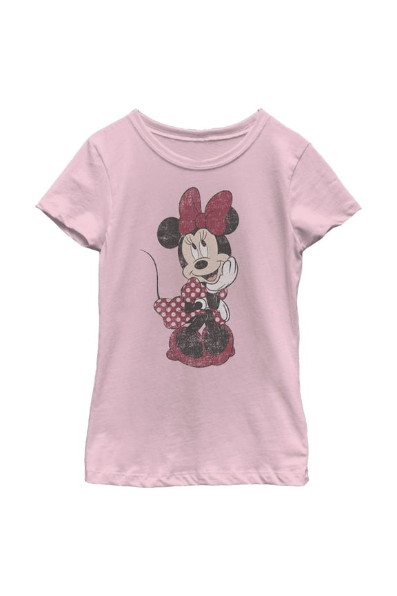 Girl's Mickey & Friends Polka Dot Minnie Graphic Tee Light Pink X Small