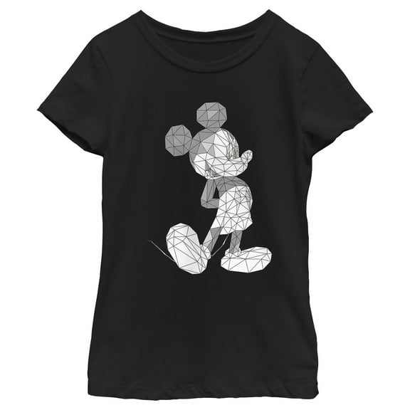 Girl's Mickey & Friends Polygonal Portrait Graphic Tee Black X Large
