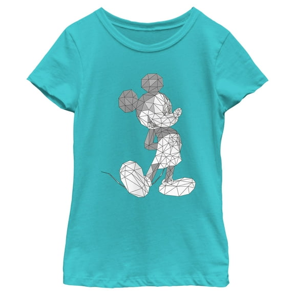 Girl's Mickey & Friends Polygonal Portrait  Graphic Tee Tahiti Blue X Large