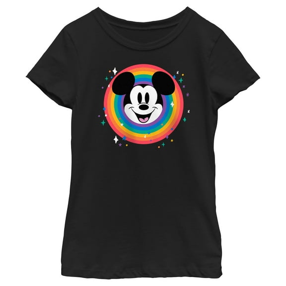 Girl's Mickey & Friends Rainbow Circle Graphic T-Shirt