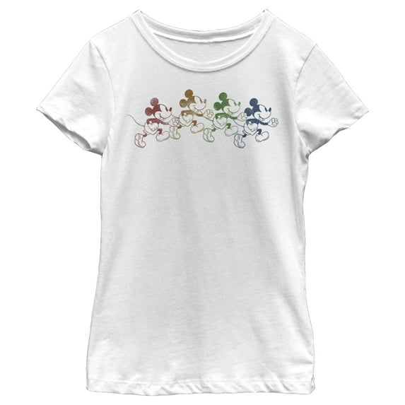 Girl's Mickey & Friends Rainbow Mickey Graphic Tee White Large